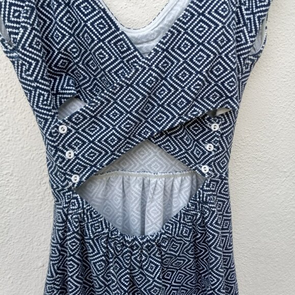 Anthro Postmark Diamond Batik/Geometric Print Back Cut Out Dress Size 8 - Picture 7 of 13